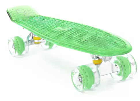 Скейтборд PWS Flash, 22", с подсветкой, ABEC-7, USB зарядка, зеленый, Fish37761