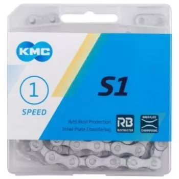 Цепь велосипедная КМС S1 Wide RB, 1/2"х1/8", 112 звеньев, 8,6мм, RB покрытие, для 1 скорости, с замком, серая, 5-303740