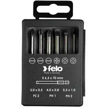 Набор бит Felo 03092716 SL/PZ/PH Industrial 73 мм в кейсе, 6 шт