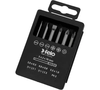 Набор бит Felo 03192716 SL/Z (+/-) Industrial 73 мм в кейсе, 6 шт