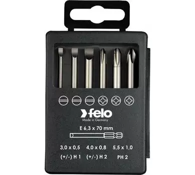 Набор бит Felo 03292716 SL/H (+/-) Industrial 73 мм в кейсе, 6 шт