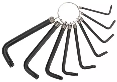 Набор KRANZ KR-12-5203 ключей имбусовых TORX T10-T50, CrV, 9 шт., оксидированные, на кольце