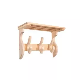 Полка с вешалкой Банные штучки Двойной крючок 46x30x20см, 3 крючка в кор.,липа