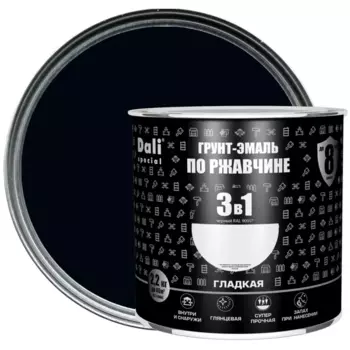Грунт-эмаль по ржавчине 3 в 1 Dali Special гладкая цвет чёрный 2.2 кг RAL 9005