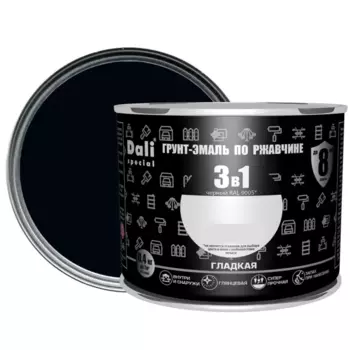 Грунт-эмаль по ржавчине 3 в 1 Dali Special гладкая цвет чёрный 0.4 кг RAL 9005