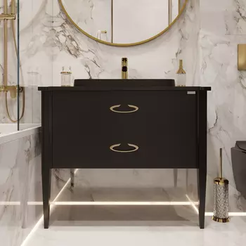 Тумба с раковиной STWORKI Luna 100 black matt