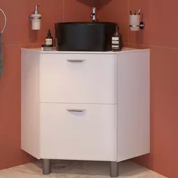 Тумба с раковиной STWORKI Лунд 60 белая, BOCCHI Vessel 1174-004-0125 черная матовая
