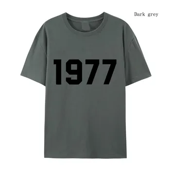 1977 Хлопковая футболка для мужчин и женщин, модный бренд High Street, свободная флисовая хлопковая футболка, осенне-зимняя теплая хлопковая футболка S