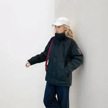 GMXIA женские винтажные повседневные однотонные куртки и пальто с капюшоном на осень и зиму с длинными рукавами и принтом S темно-коричневого