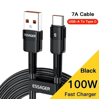 Essager 100 Вт USB Type C к USB C кабель USB-C PD кабель для быстрой зарядки зарядного устройства для Macbook Samsung Xiaomi Type-C USBC кабель 3 м 0.5M (60W C To C ) чёрный
