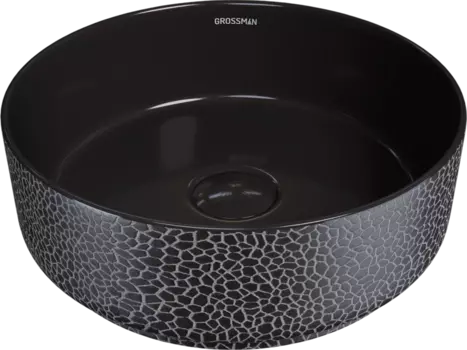 Накладная раковина Grossman Color GR-5010 черная, с текстурой кожи крокодила