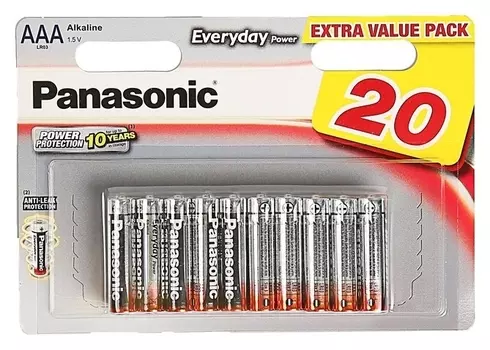Батарейка алкалиновая Panasonic Everyday Power, Aaa, Lr03-20bl, 1.5в, блистер, 20 шт.