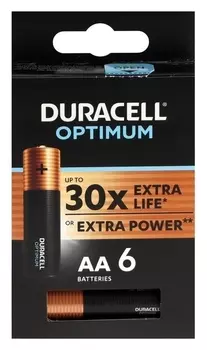 Батарейка алкалиновая Duracell Optimum, AA, Lr6-6bl, 1.5в, блистер, 6 шт.