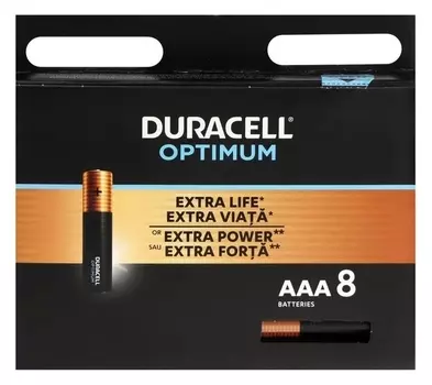 Батарейка алкалиновая Duracell Optimum, Aaa, Lr03-8bl, 1.5в, блистер, 8 шт.