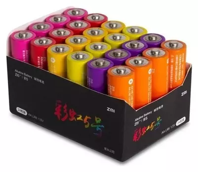 Батарейка алкалиновая Xiaomi ZMI Rainbow Zi5, AA, Lr6-24box, 1.5 В, 24 шт.