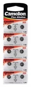 Батарейка Camelion АG3 392 алкалиновая, 1 шт