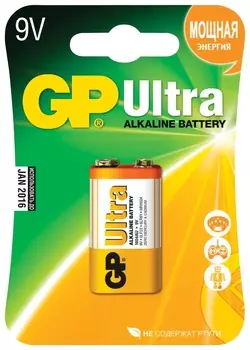 Батарейка GP Ultra, крона (6lr61, 6lf22, 1604a), алкалиновая, 1 шт., в блистере, 1604au-5cr1