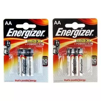 Батарейка алкалиновая Energizer Max +powerseal, AA, Lr6-2bl, 1.5в, блистер, 2 шт.