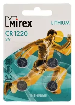 Батарейка литиевая Mirex, Cr1220-4bl, 3В, блистер, 4 шт.