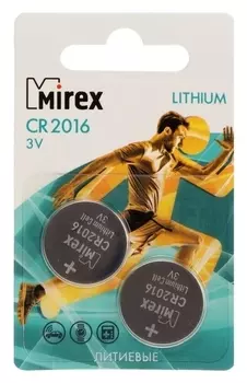 Батарейка литиевая Mirex, Cr2016-2bl, 3В, блистер, 2 шт.