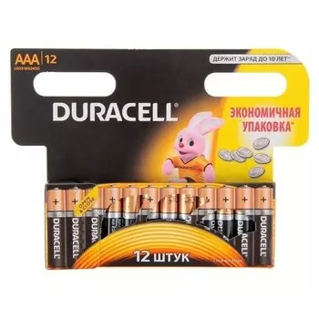 Батарейка алкалиновая Duracell Basic, Aaa, Lr03-12bl, 1.5в, блистер, 12 шт.