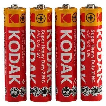 Батарейка солевая Kodak Extra Heavy Duty, Aaa, R03-4s, 1.5в, спайка, 4 шт.