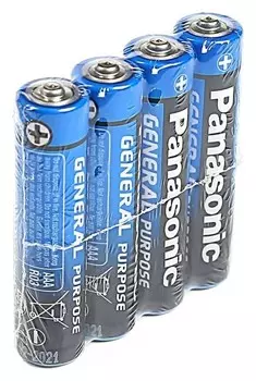 Батарейка солевая Panasonic General Purpose, Aaa, R03-4s, 1.5в, спайка, 4 шт.