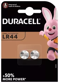 Батарейки Duracell, Lr44 (V13ga, 76a), алкалиновые, комплект 2 шт., блистер, 81488664