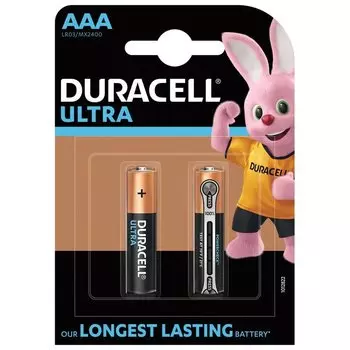 Батарейки DURACELL Ultra Power, AAA (LR03, 24А), алкалиновые, 2 шт., в блистере