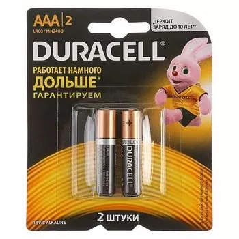 Батарейка алкалиновая Duracell Basic, Aaa, Lr03-2bl, 1.5в, блистер, 2 шт.