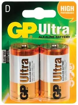 Батарейки GP Ultra, D (Lr20, 13а), алкалиновые, комплект 2 шт., блистер, 13au-cr2