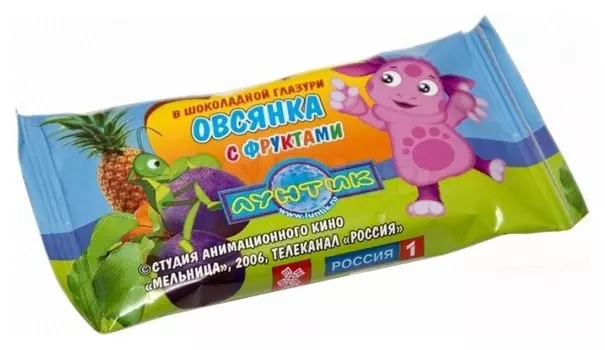 Батончик "Лунтик"в шоколадной глазури"Овсянка с фруктами"