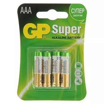 Батарейка алкалиновая GP Super, Aaa, Lr03-4bl, 1.5в, блистер, 4 шт.