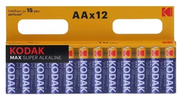 Батарейка алкалиновая Kodak Max, AA, Lr6-12bl, 1.5в, блистер, 12 шт.