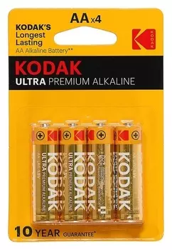 Батарейка алкалиновая Kodak Ultra, AA, Lr6-4bl, 1.5в, блистер, 4 шт.