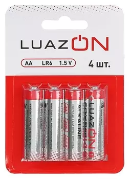 Батарейка алкалиновая Luazon, АА, Lr6, блистер, 4 шт