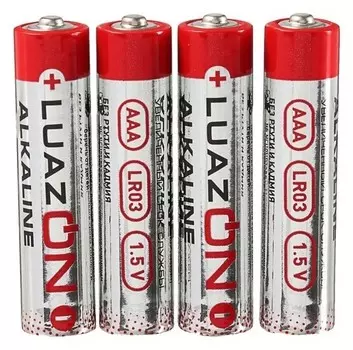 Батарейка алкалиновая Luazon, Aaa, Lr03, спайка, 4 шт