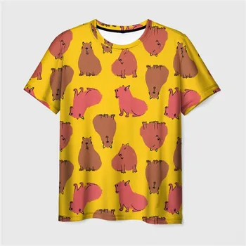 Новая футболка Harajuku с принтом в виде милого животного Capybara 3D для детей, забавная уличная одежда с короткими рукавами, модные футболки Y2k, одежда, топы S