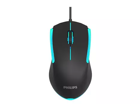 Мышь проводная Philips G314, USB, RGB, 1200dpi, Черный SPK9314