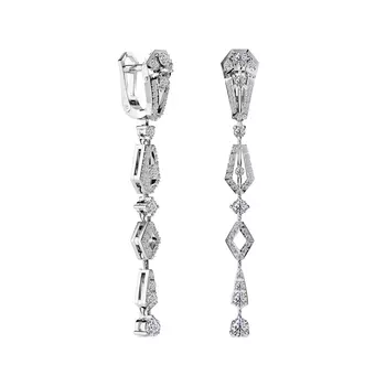 Серьги с 100 бриллиантами белое золото 585