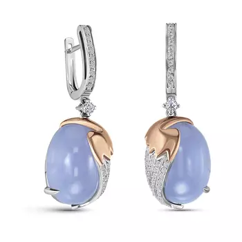 Серьги с 104 бриллиантами белое/красное золото 585