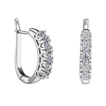 Серьги с 10 бриллиантами белое золото 585