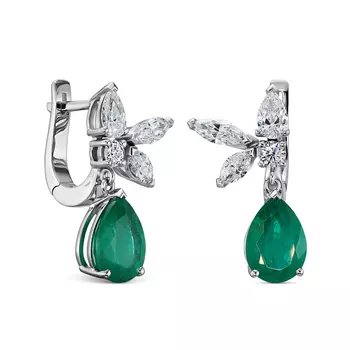 Серьги с 10 бриллиантами белое золото 750