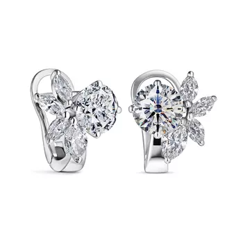 Серьги с 10 бриллиантами белое золото 750