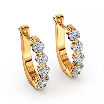 Серьги с 10 бриллиантами желтое золото 585