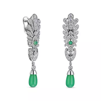 Серьги с 120 бриллиантами белое золото 585