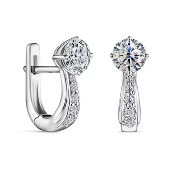 Серьги с 12 бриллиантами белое золото 585