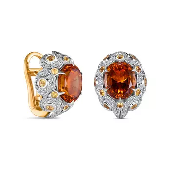 Серьги с 130 бриллиантами белое/желтое золото 585