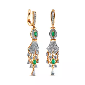Серьги с 150 бриллиантами белое/желтое золото 585