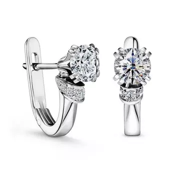 Серьги с 16 бриллиантами белое золото 750